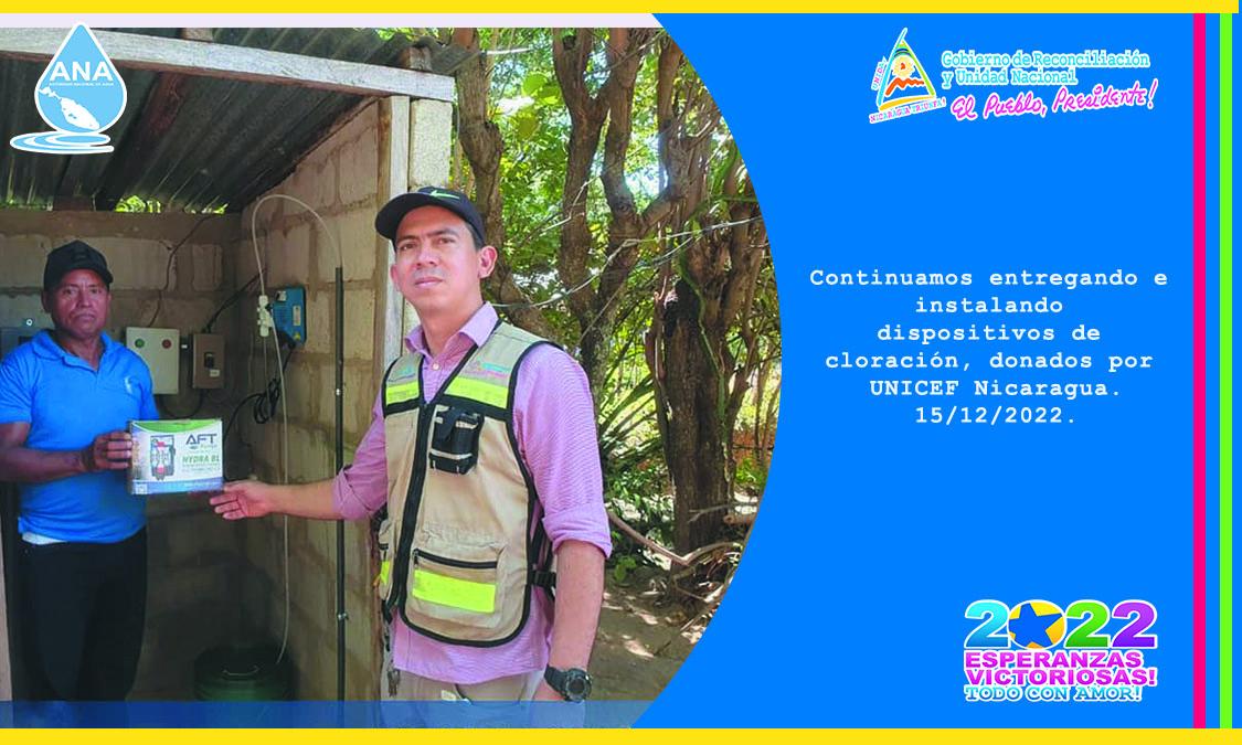 Continuamos entregando e instalando dispositivos de cloración, donados por UNICEF Nicaragua.