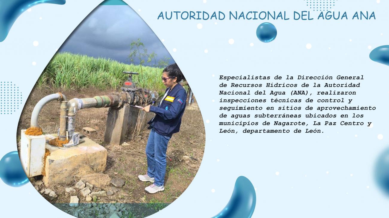 Inspección técnicas de control y seguimiento en sitios de aprovechamiento de aguas subterráneas ubicados en los municipios de Nagarote.