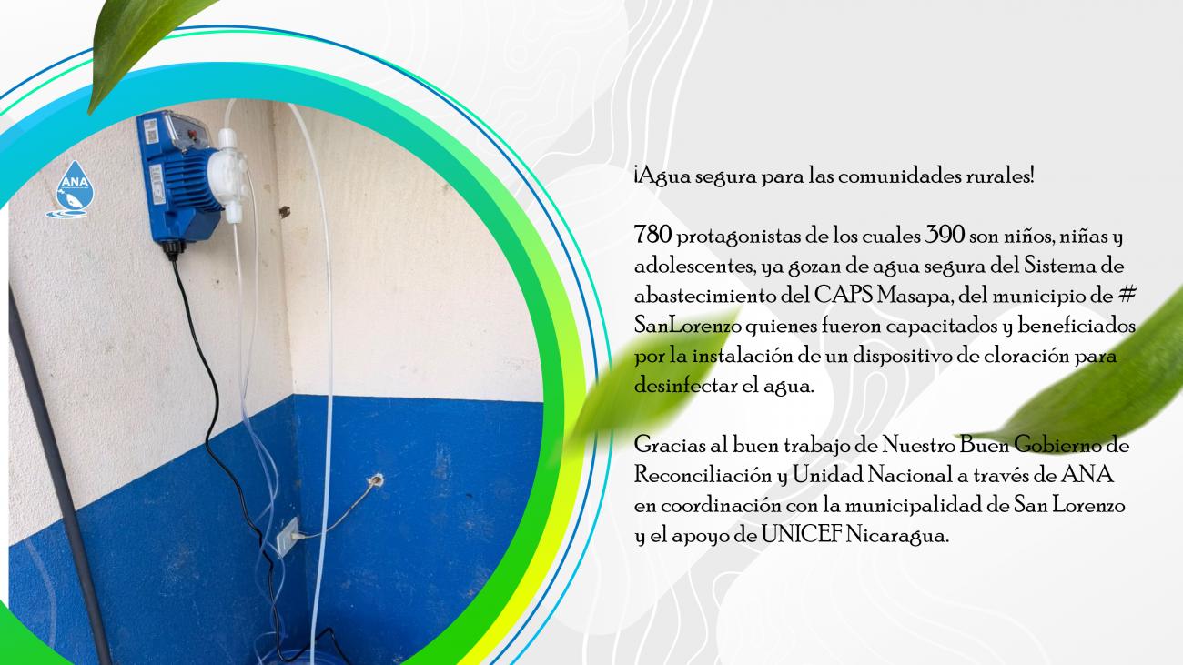   CAPS Masapa,SanLorenzo quienes fueron capacitados y beneficiados por la instalación de un dispositivo de cloración para el agua.