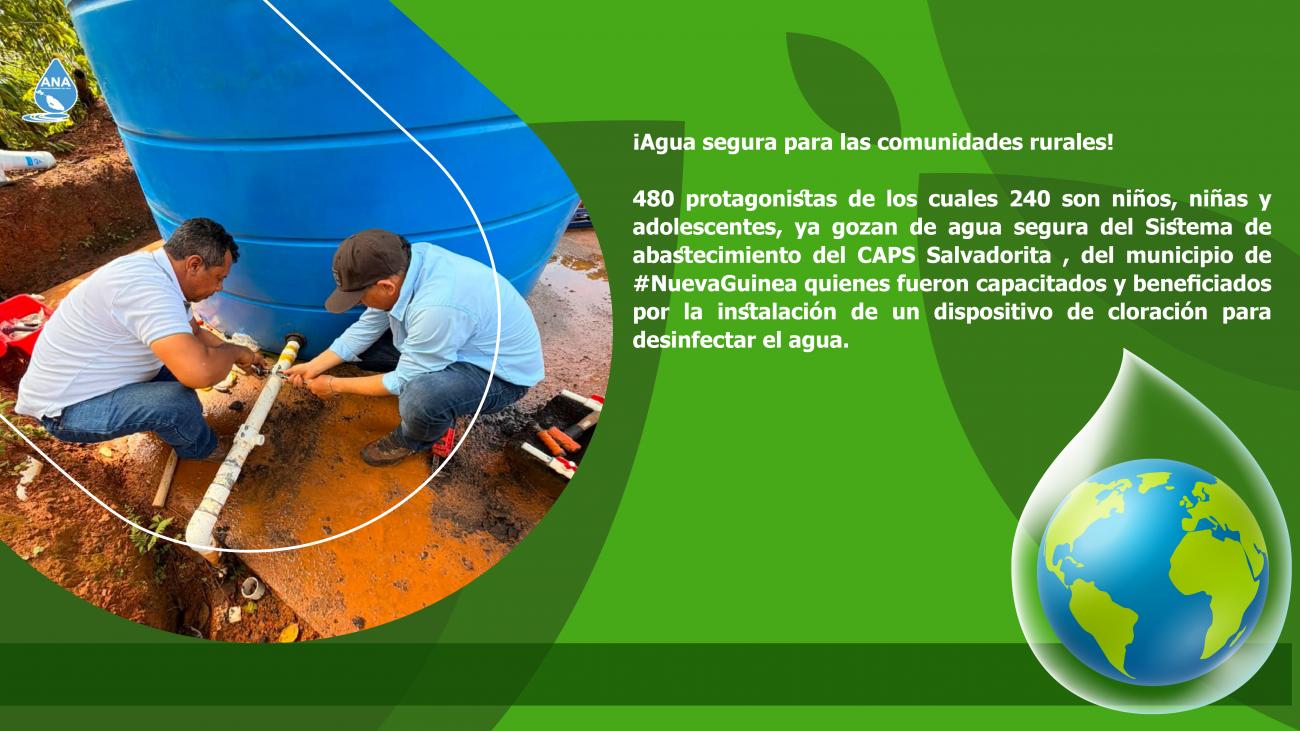  CAPS Salvadorita , quienes fueron capacitados y beneficiados por la instalación de un dispositivo de cloración para el agua.